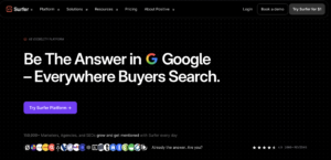 Surfer SEO AI tracker showing brand mentions and competitor benchmarks